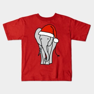 Grey Elephant in a Christmas Santa Hat Kids T-Shirt